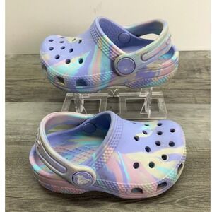 Crocs Classic Clog Toddler Size C6 Purple Pastel Marble Swirl Slip On Shoes